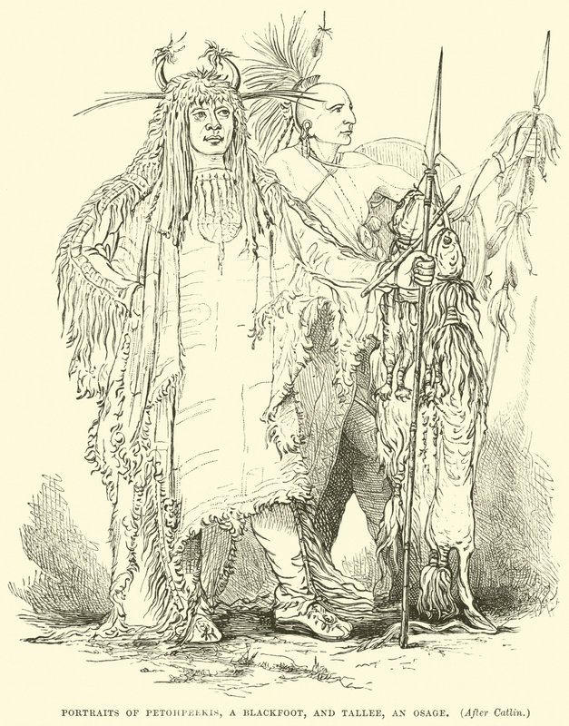 Portrætter af Petohpeekis, en Blackfoot, og Tallee, en Osage af English School