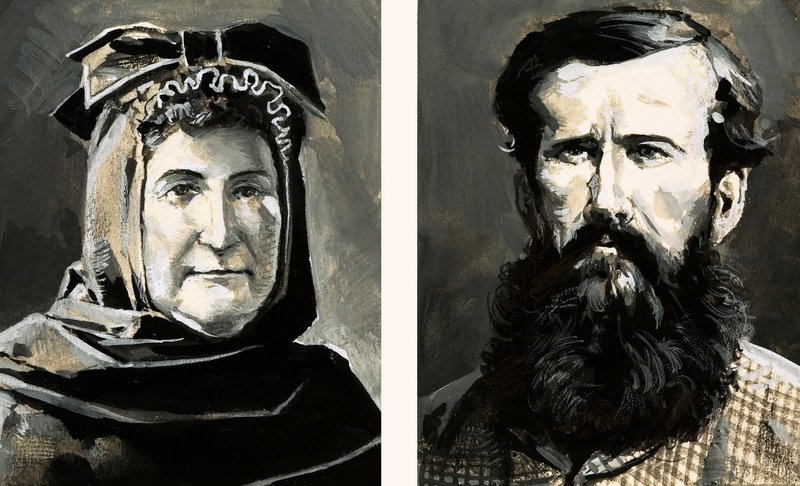 Portrætter af Richard Burton og hans kone, Isabel (gouache på papir) af English School