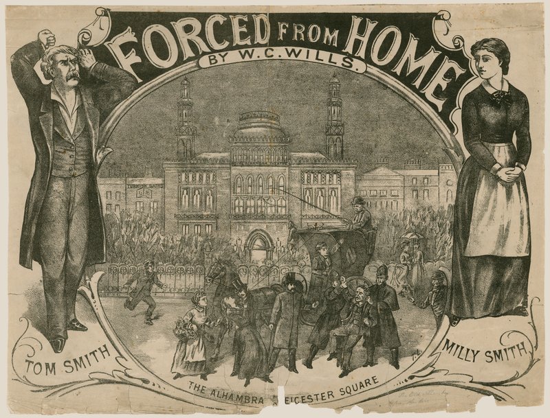Plakat for Forced from Home af W C Wills, Alhambra, Leicester Square, London af English School