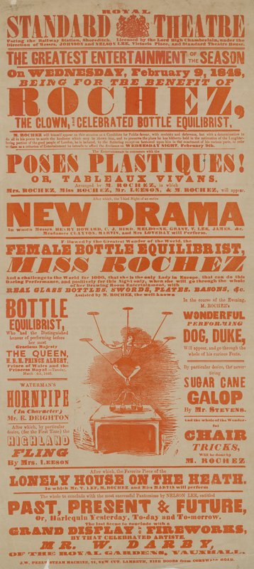 Plakat for Royal Standard Theatre, 9. februar 1848 af English School