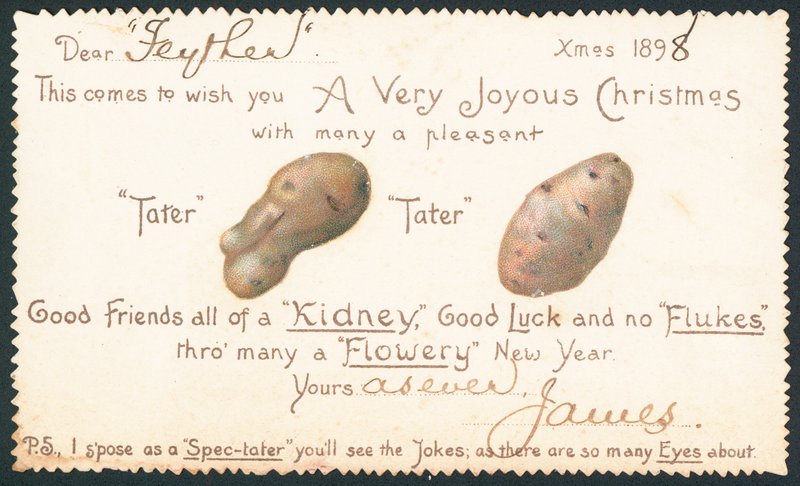 Kartofler, julekort af English School