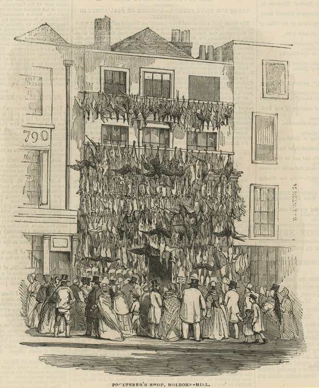 Poulterers shopper på Holborn Hill af English School