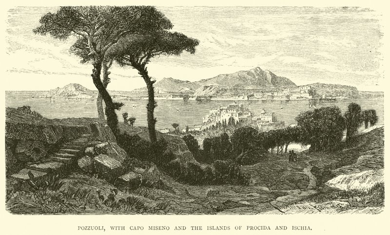 Pozzuoli, med Capo Miseno og øerne Procida og Ischia af English School