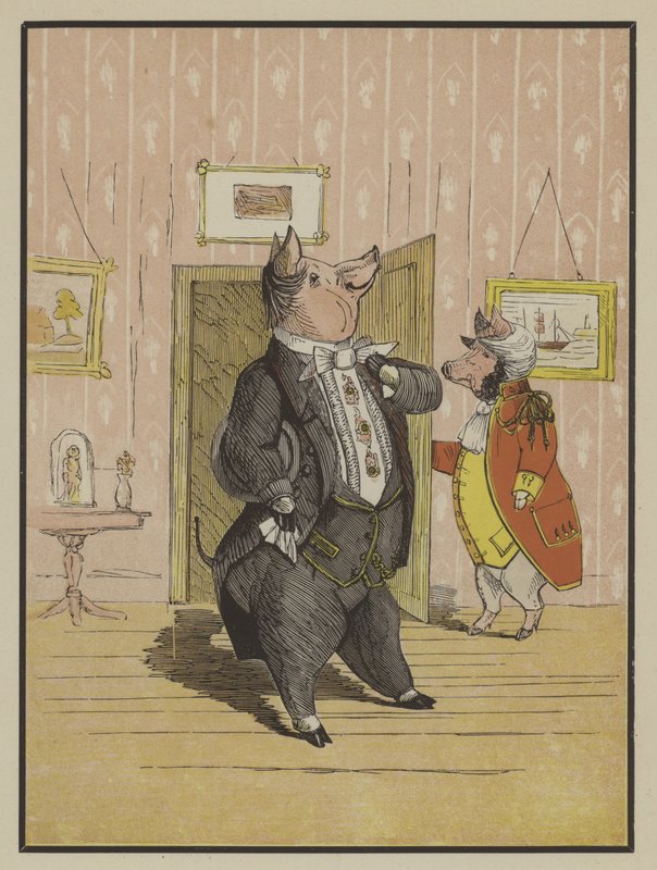 Precocious Piggy (farve litho) af English School