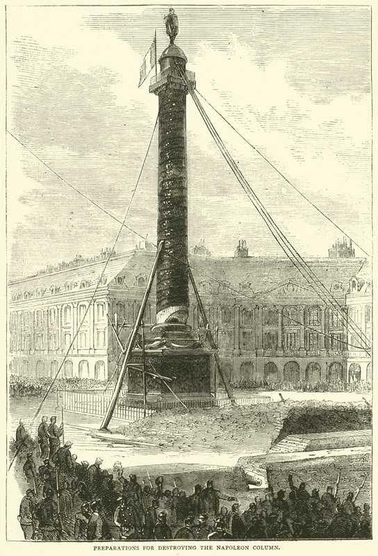 Forberedelser til ødelæggelse af Napoleonsøjlen, april 1871 af English School