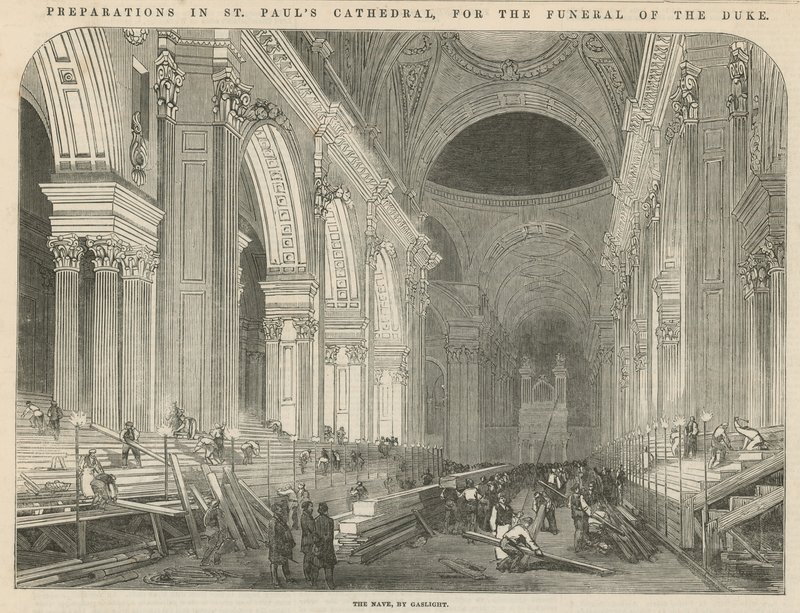 Forberedelser i St Pauls Cathedral til begravelsen af hertugen af English School