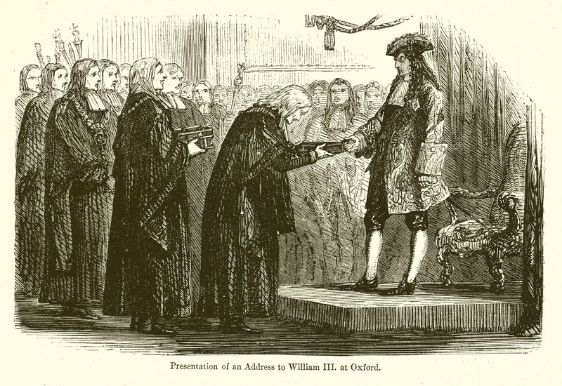 Præsentation af en adresse til William III. i Oxford af English School