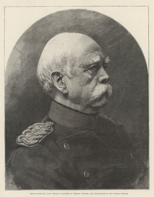Prins Bismarck, afdøde preussiske udenrigsminister og kansler for det tyske rige (gravering) af English School