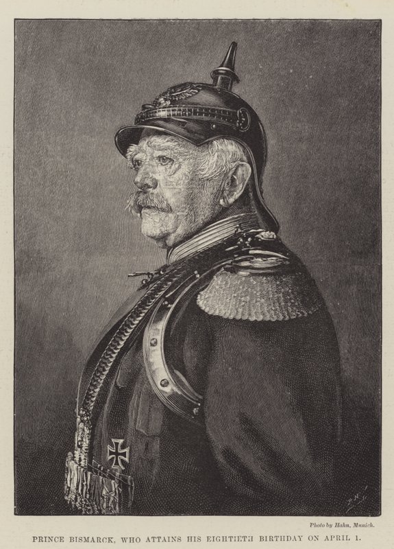 Prins Bismarck, der fylder 80-års fødselsdag den 1. april (gravering) af English School