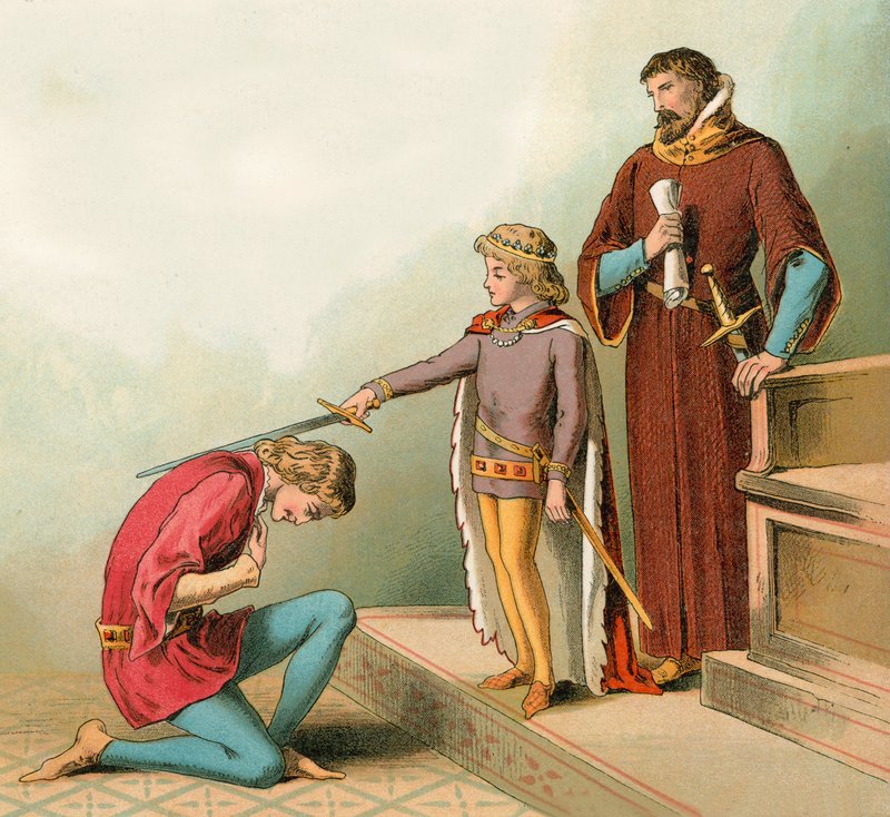 Prins Edward (senere kendt som den sorte prins) skaber ridderskaber i en alder af seks af English School