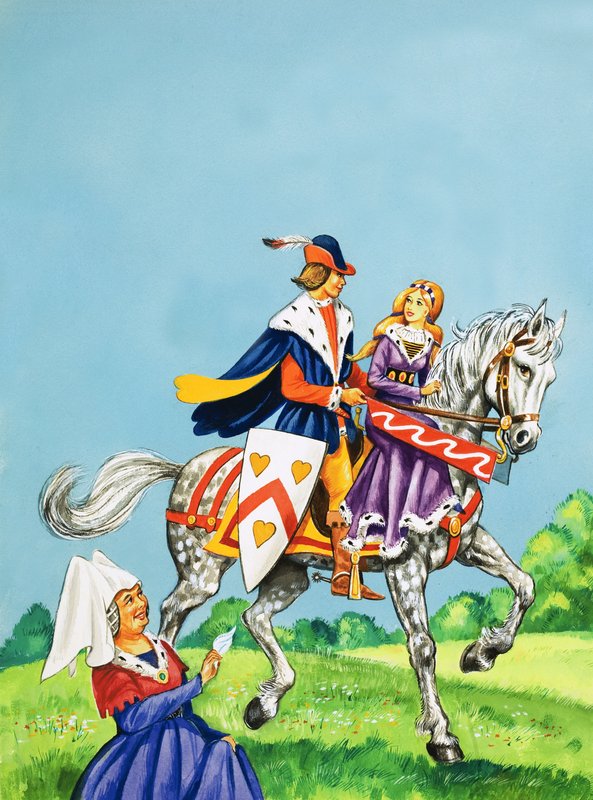 Prins og prinsesse på en hest af English School