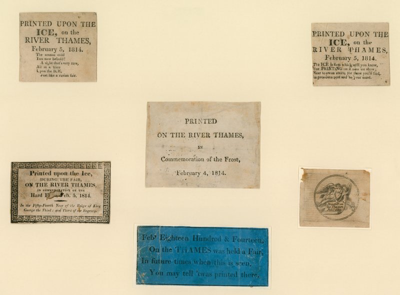 Trykte souvenirs fra frostmessen i 1814 af English School