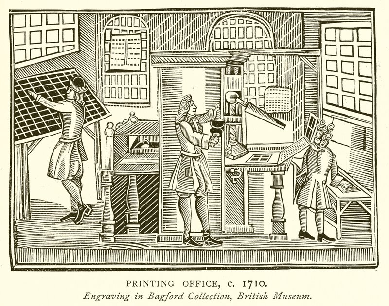 trykkeri, ca. 1710 af English School