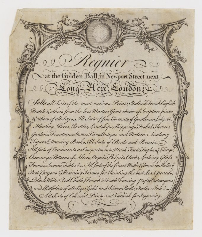 Tryksælger, Regnier, handelskort af English School