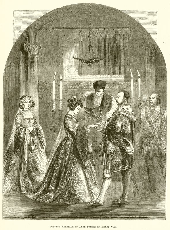 Privat ægteskab mellem Anne Boleyn og Henrik VIII af English School