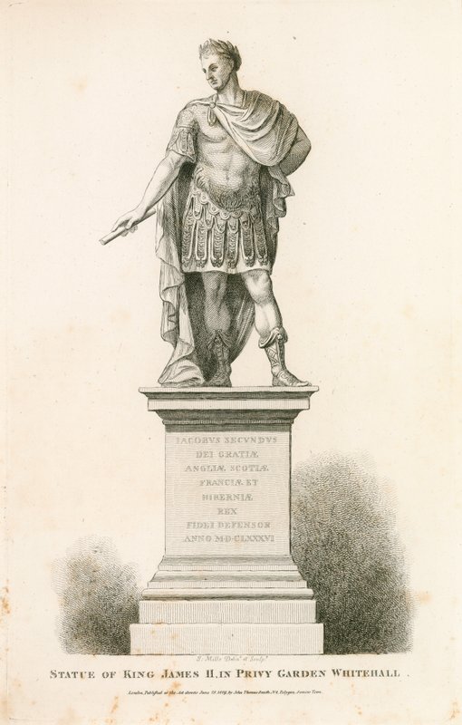 Privy Garden Westminster. Statue af kong James II af English School