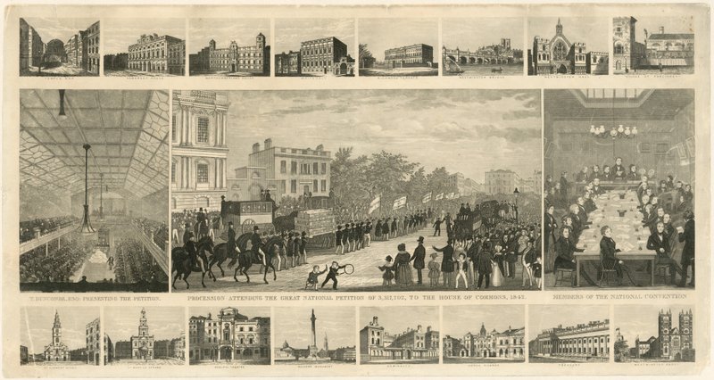 Procession, der overværede den store nationale andragende på 3.317.702, til Underhuset, 1842 af English School