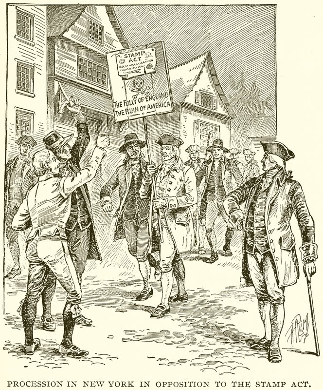 Procession i New York i opposition til frimærkeloven af English School