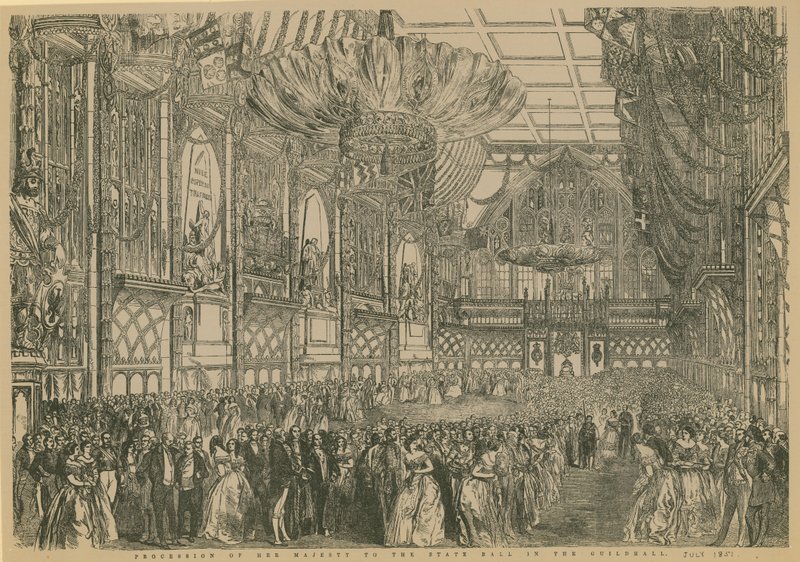 Hendes Majestæts procession til statsbal i Guildhall, London, juli 1851 af English School