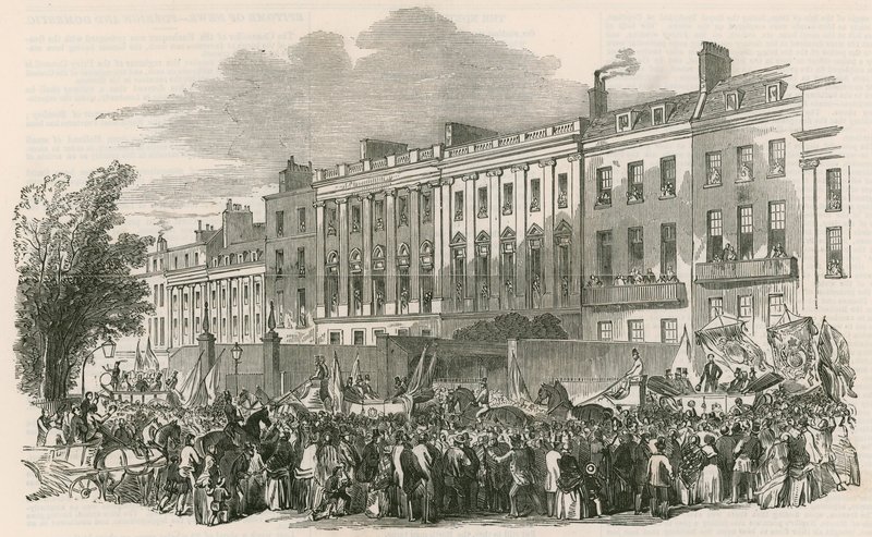 Procession af London Temperance League i Lincolns Inn Fields, London af English School
