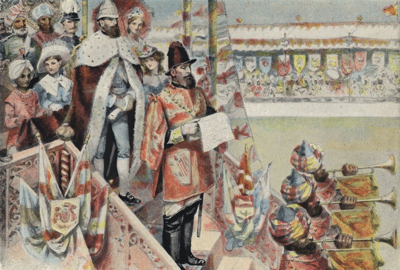 Proclamation of Queen Victoria as Empress of Indiadani af English School