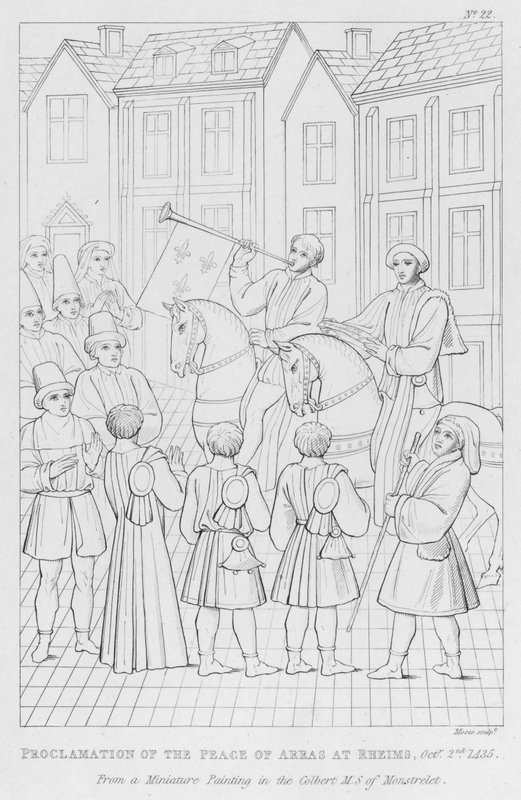 Proklamation af freden i Arras i Reims, 2. oktober 1435 (gravering) af English School