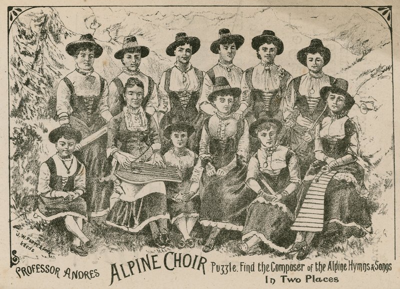 Professor Andre, Alpine Choir-puslespil: find komponisten af Alpine Salmer og Sange to steder af English School