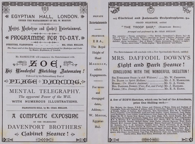 Program for The Egyptian Hall af English School