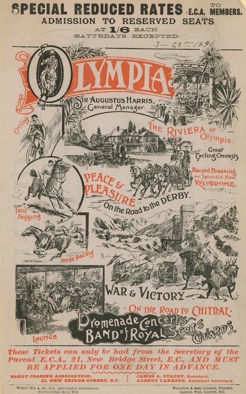 Reklameplakat for Olympia, 28. marts 1896 af English School