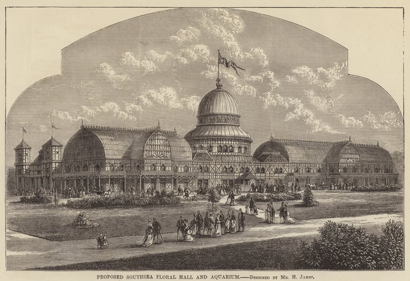 Foreslået Southsea Floral Hall and Aquarium (gravering) af English School