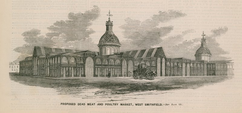 Foreslået marked for dødt kød og fjerkræ, West Smithfield af English School