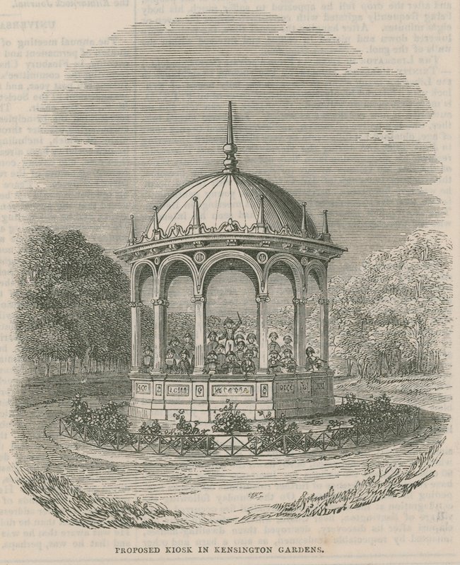 Foreslået kiosk i Kensington Gardens, London af English School