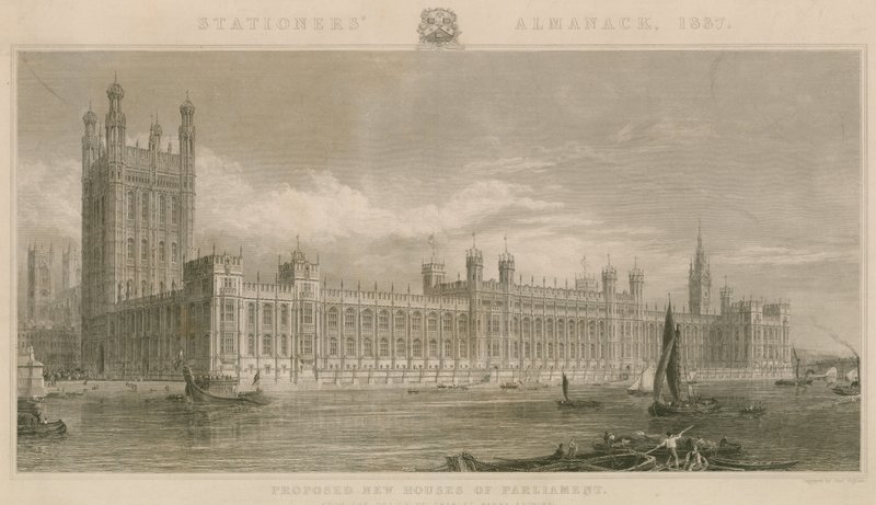 Foreslået nye Houses of Parliament, efter design af Charles Barry af English School