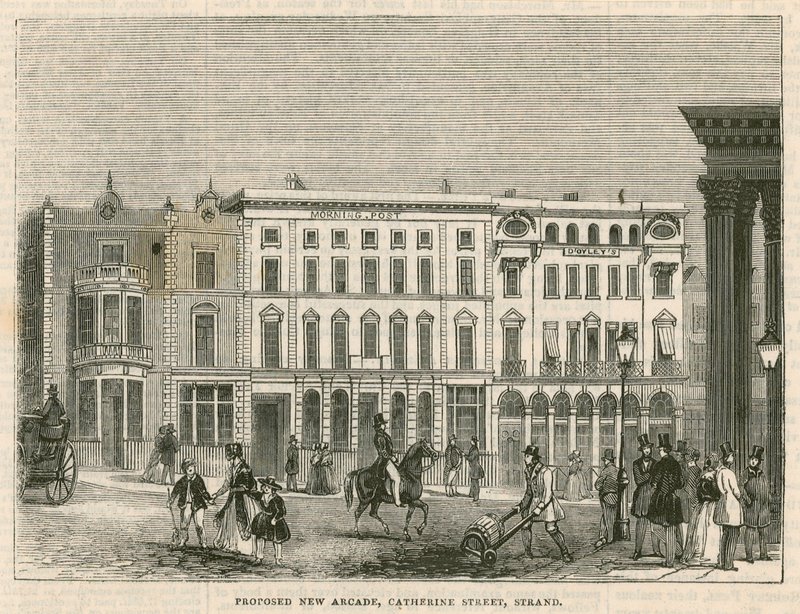 Foreslået ny arkade, Catherine Street, Strand, London af English School