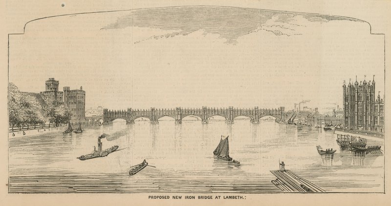 Foreslået ny jernbro ved Lambeth af English School