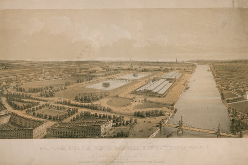 Foreslået sted for Crystal Palace i Battersea Park af English School