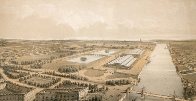 Foreslået sted for Crystal Palace i Battersea Park af English School