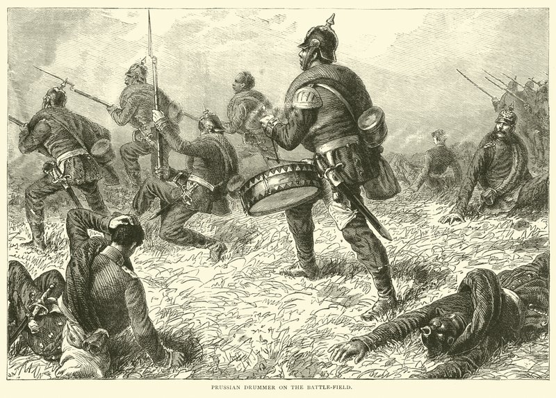 Preussisk trommeslager på slagmarken, september 1870 af English School
