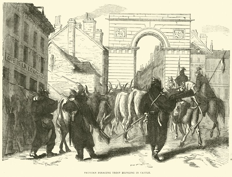 Preussisk fouragerende troppe bringer kvæg ind, oktober 1870 af English School