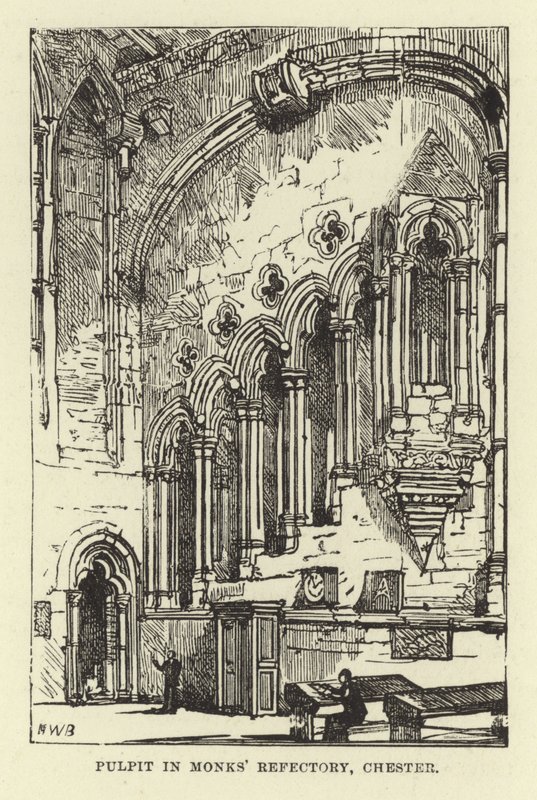 Prædikestol i Monks Refectory, Chester af English School