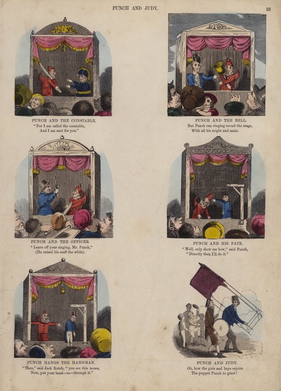 Punch and Judy Show (farvet gravering) af English School
