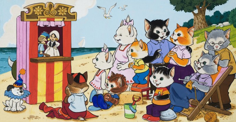 Punch og Judy viser ved havet af English School