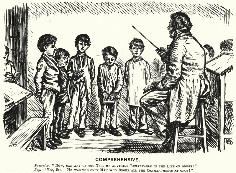 Punch tegneserie: Omfattende - religionsundervisning lektion (gravering) af English School