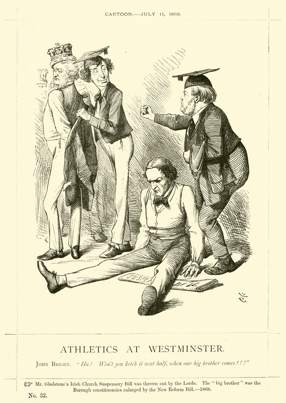 Punch tegneserie om John Bright: Athletics At Westminster af English School