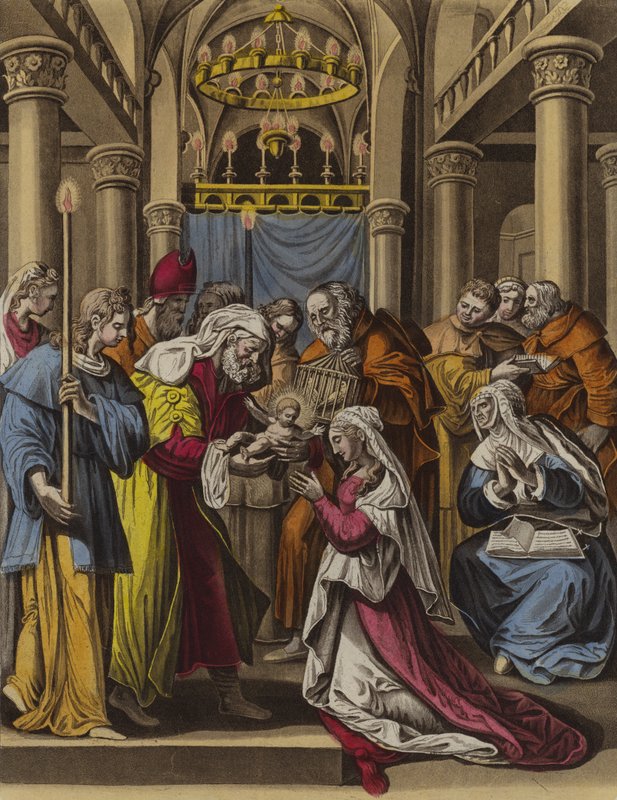 Rensning af Jomfru Maria (farve litho) af English School