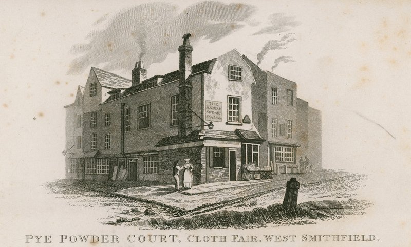 Pye Powder Court, Cloth Fair, West Smithfield, afholdt på Sign of the Hand and Shears offentlig hus af English School