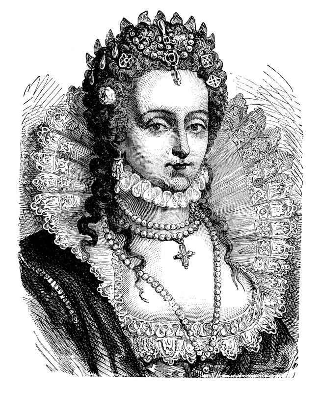 Dronning Elizabeth I (farve litho) af English School