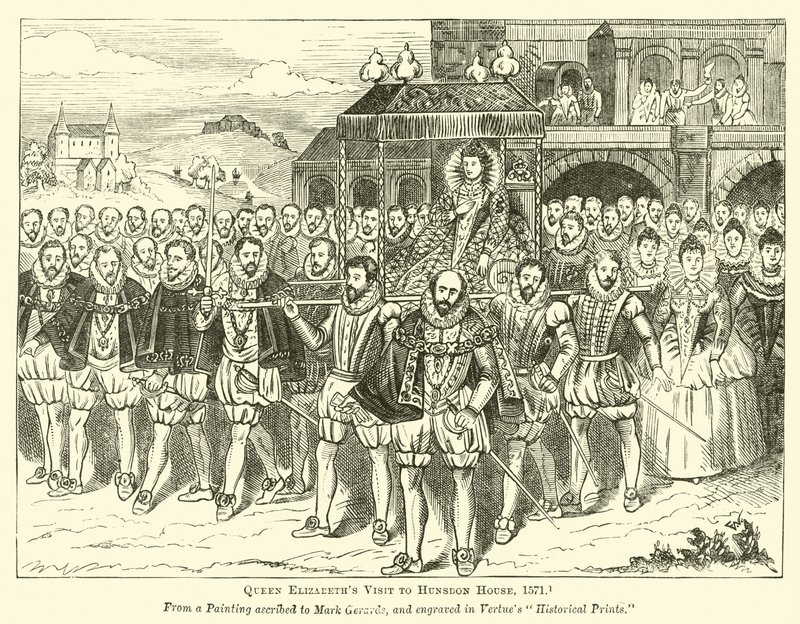Queen Elizabeths Visit to Hunsdon House, 1571  af English School