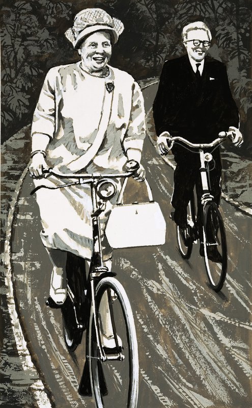 Dronning Juliana af Holland på cykel af English School