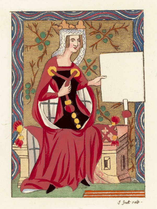 Dronning Matilda, første kone til kong Henry I (farvet gravering) af English School